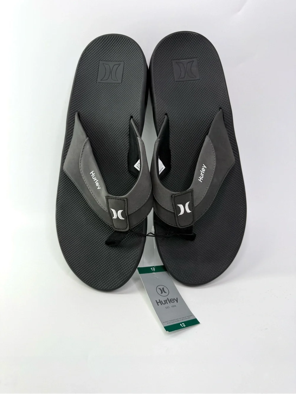 Hurley Men's Black Cushion Heel Flip-Flop Sandals 12 NEW